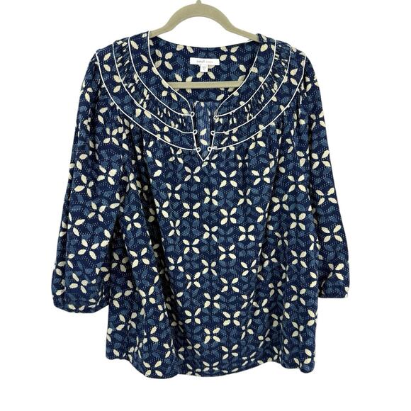 J Jill XL PureJill Limited Edition Elements Collection Blue Floral Boho Pullover - Picture 12 of 12